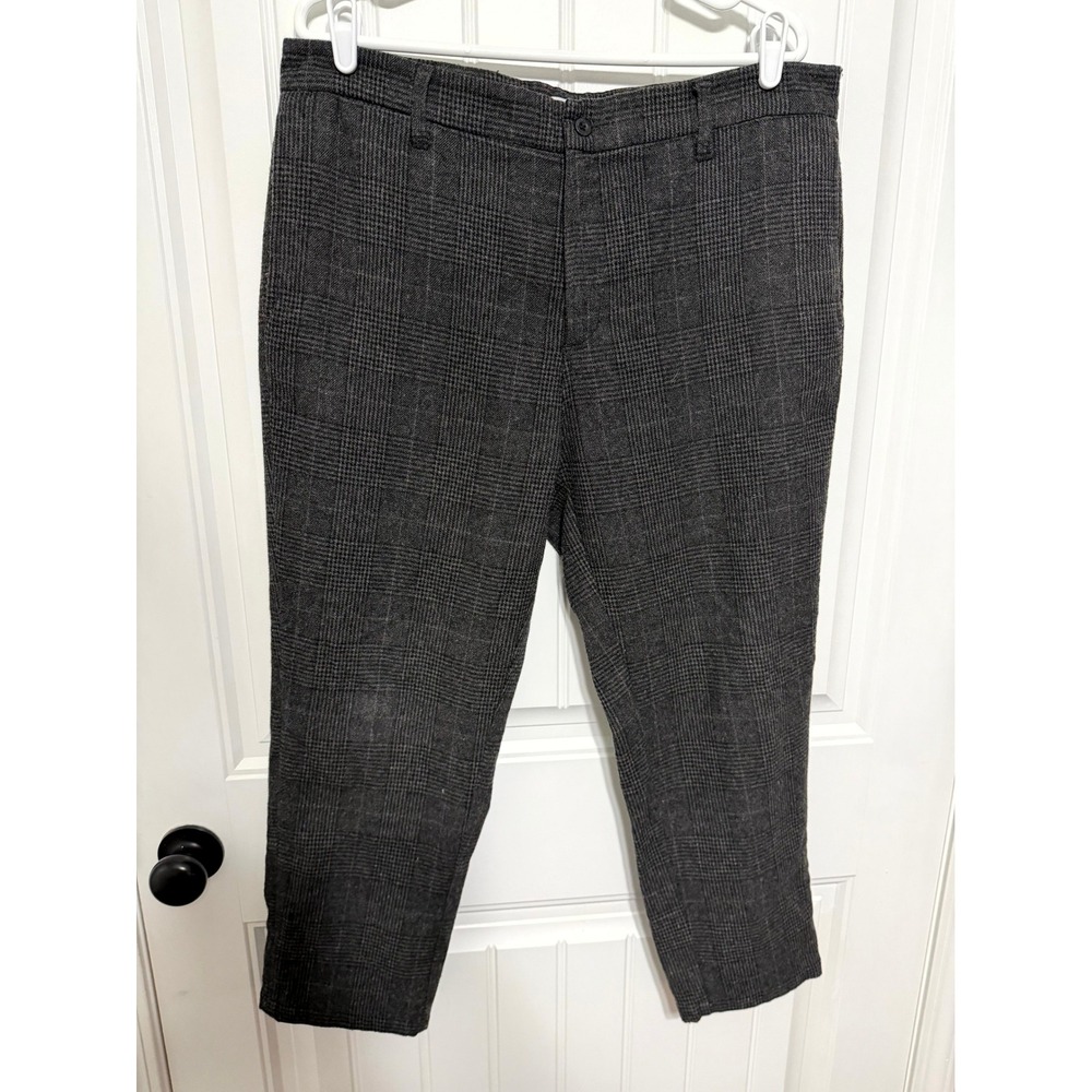 Banks Journal Trousers Mens 36 Grey Glen Plaid Wool Blend Straight Leg Pants